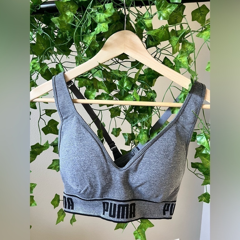 Puma gray sports bra size medium